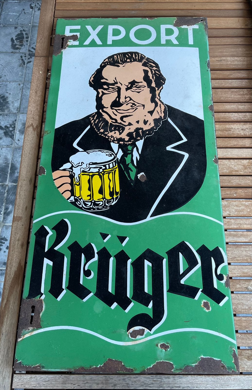 Emaille plaat Kruger, Verzamelen, Ophalen, Gebruikt, Reclamebord