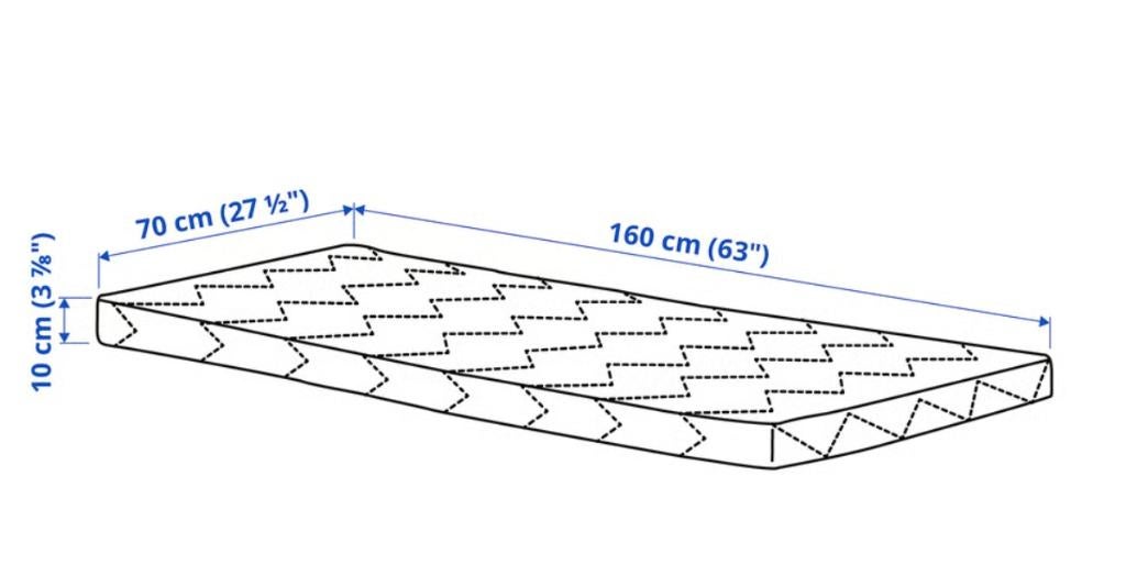 UNDERLIG Schuimmatras voor kinderbed, wit, 70x160 cm, Ophalen, 70 tot 85 cm, 140 tot 160 cm, Zo goed als nieuw