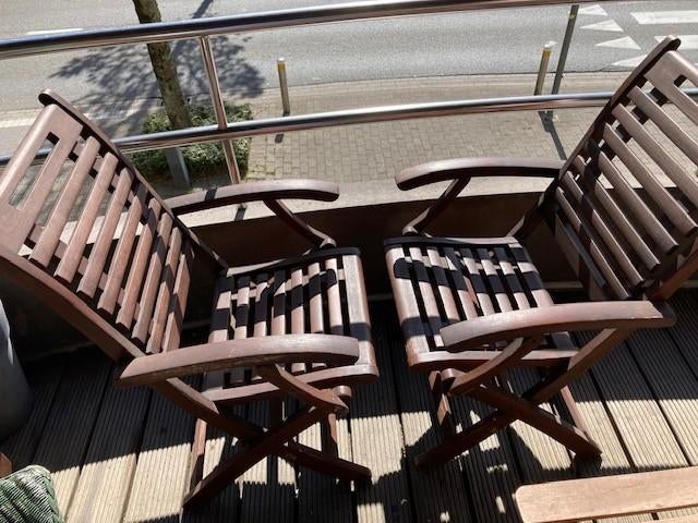 2 Houten terrasstoelen, Tuin en Terras, Ophalen, Gebruikt
