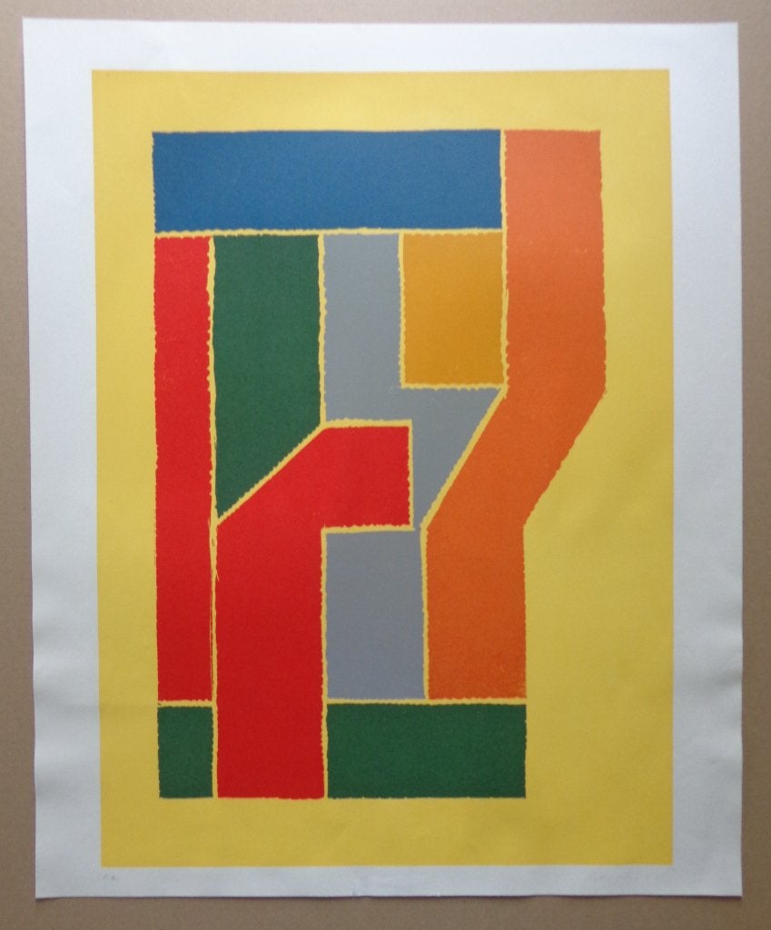 JOSUA REICHERT / GEOMETRIE / KLEURZEEFDRUK / 68x55cm / SIG, Gelimiteerde oplage, Ophalen of Verzenden, Abstract, Zeefdruk
