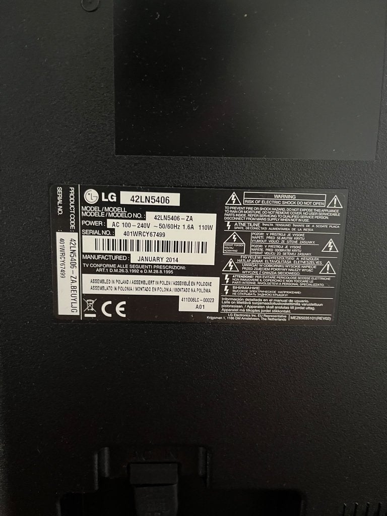 LG 42 Inch TV, Ophalen, 50 Hz, 100 cm of meer, LG