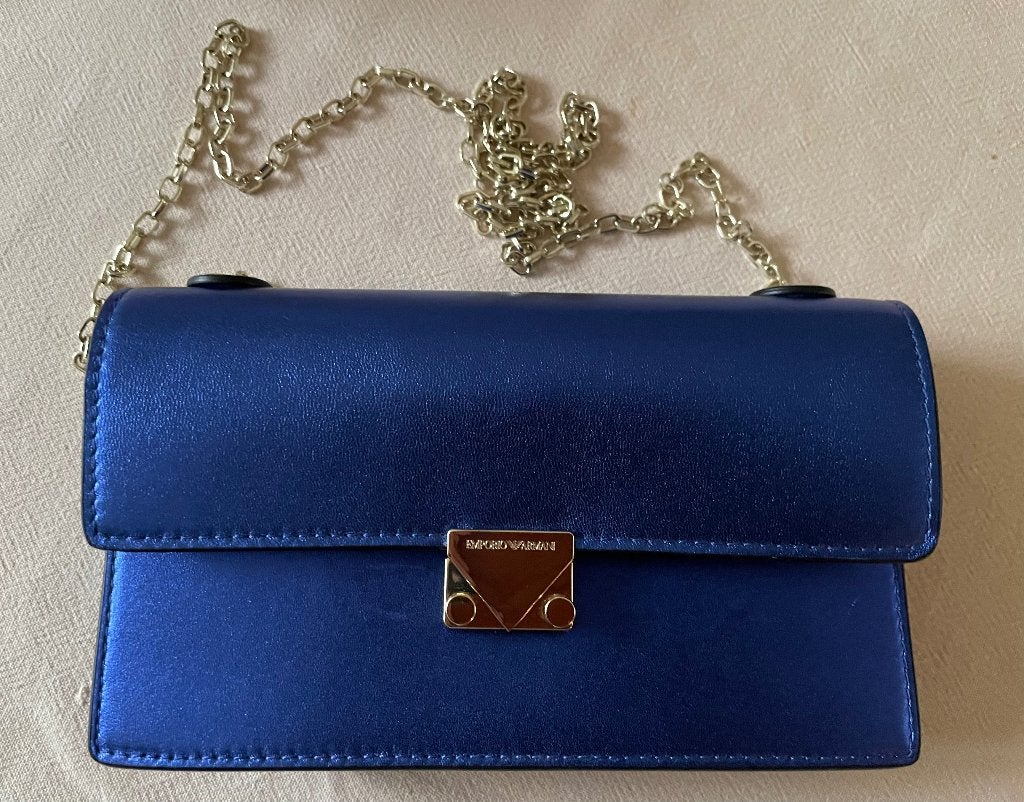 Emporio Armani handtas voor dames — Korenblauw, Handtassen en Accessoires, Tassen | Damestassen, Ophalen, Zo goed als nieuw, Blauw