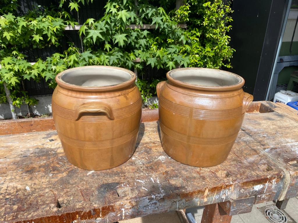 Aardewerk grespotten, Tuin en Terras, Bloempotten, Ophalen, Zo goed als nieuw, Aardewerk