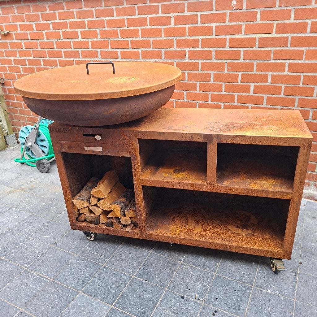 Plancha-bakplaat PIKET Buitenkeuken Cortenstaal(Ofyr), Ophalen, Houtskool, Piket, Zo goed als nieuw