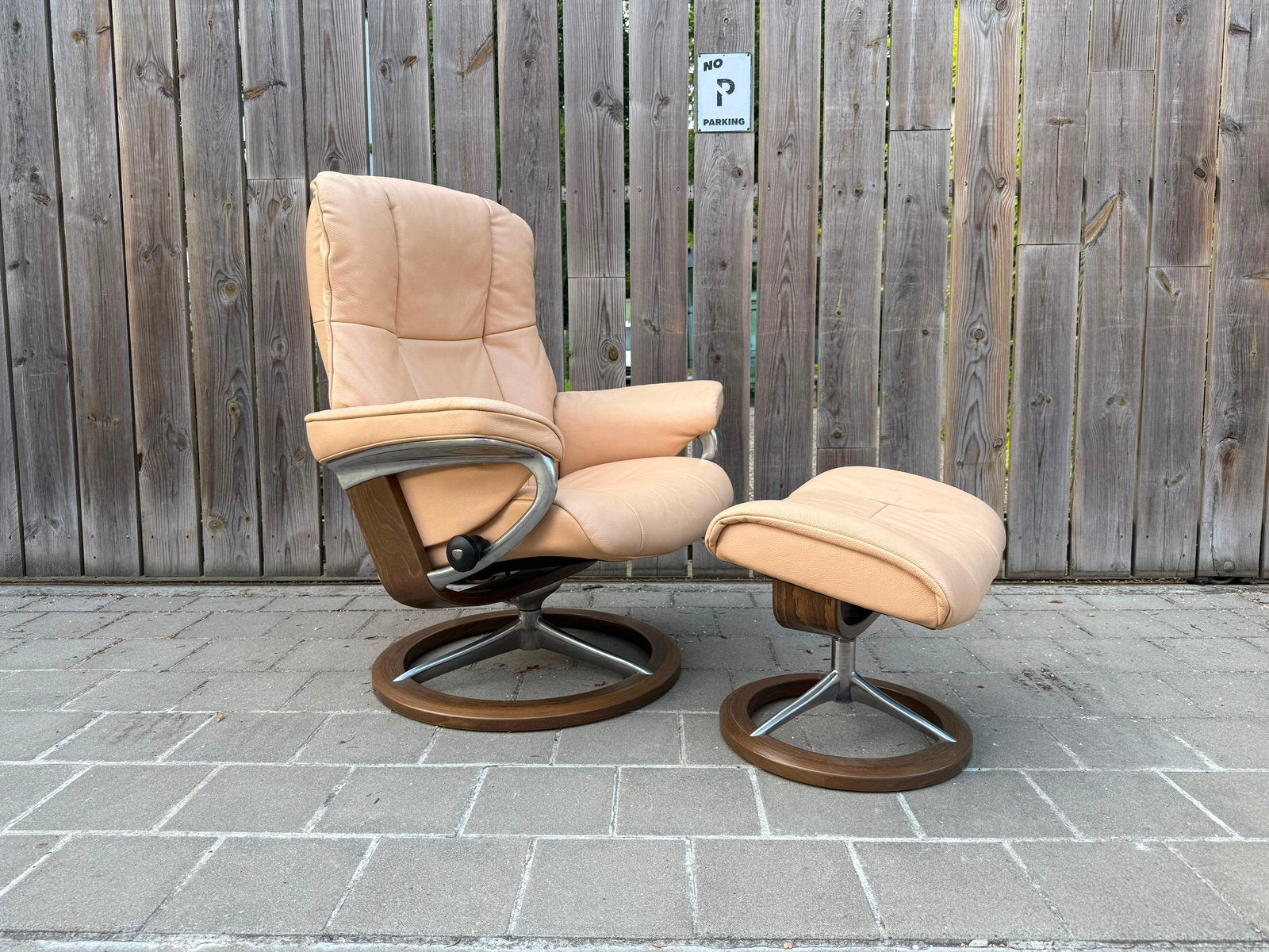 Stressless Mayfair met hocker, Maison & Meubles, Fauteuils, Comme neuf, Bois, Cuir, Métal, Enlèvement ou Envoi