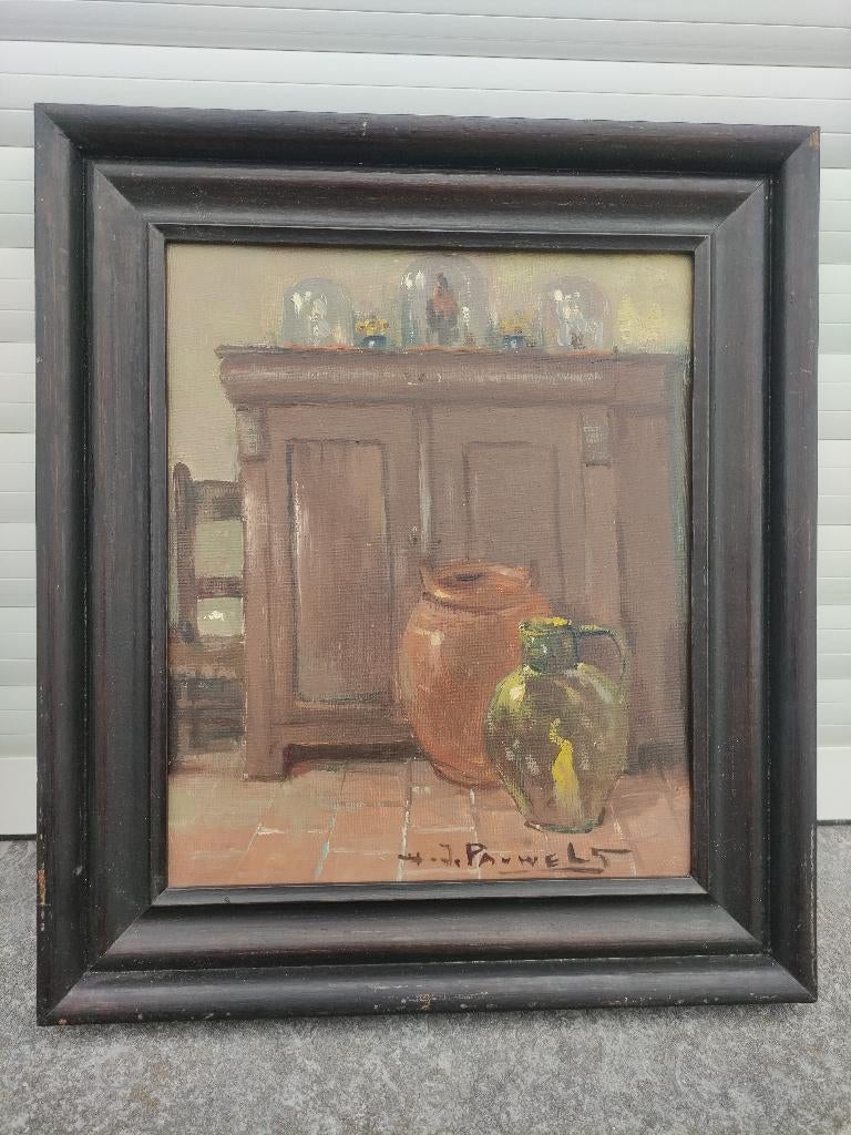 huile sur toile signe joseph pauwels, Antiek en Kunst, Kunst | Schilderijen | Klassiek, Ophalen of Verzenden