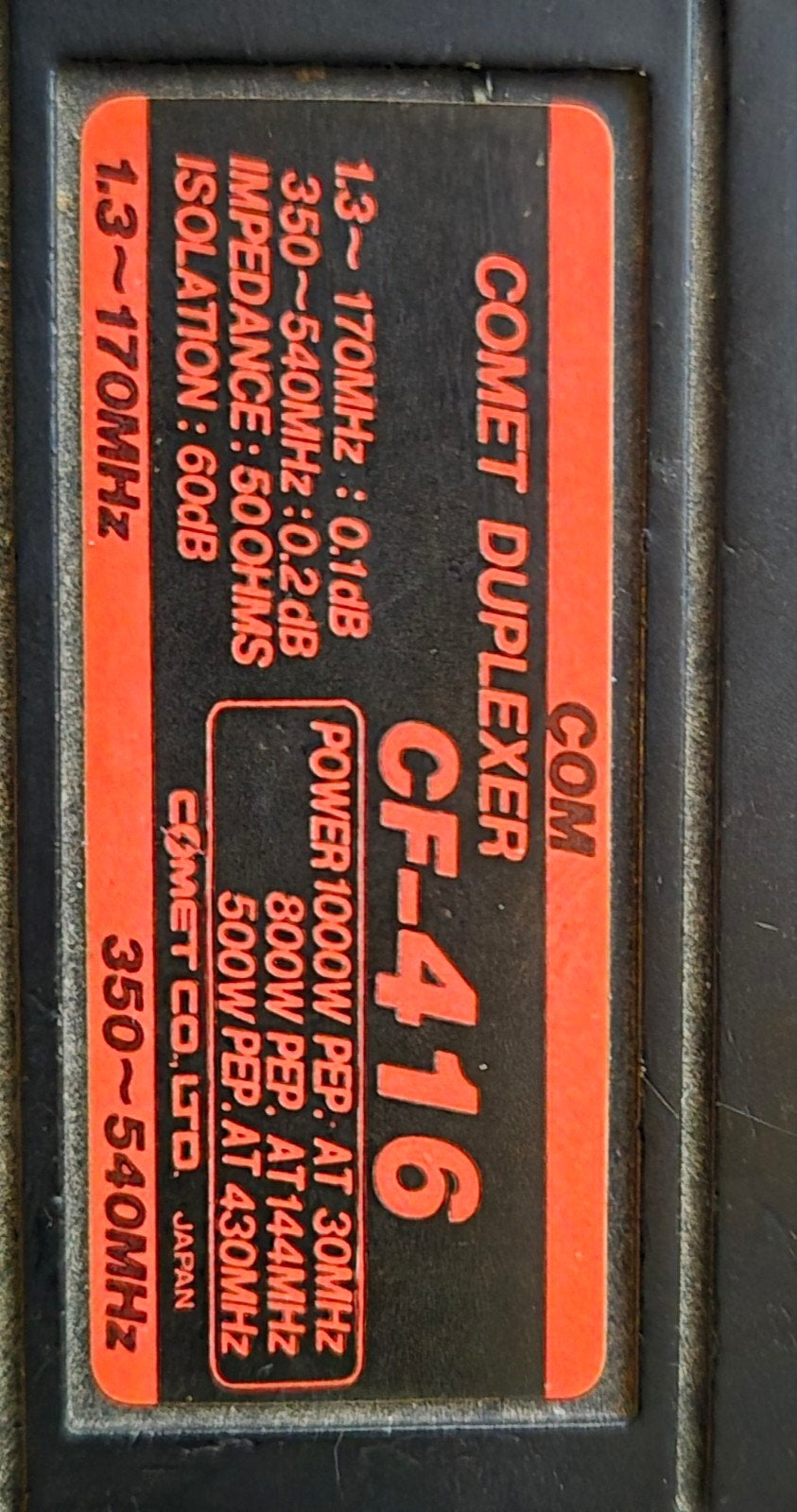 Comet CF 416 duplexer, Ophalen