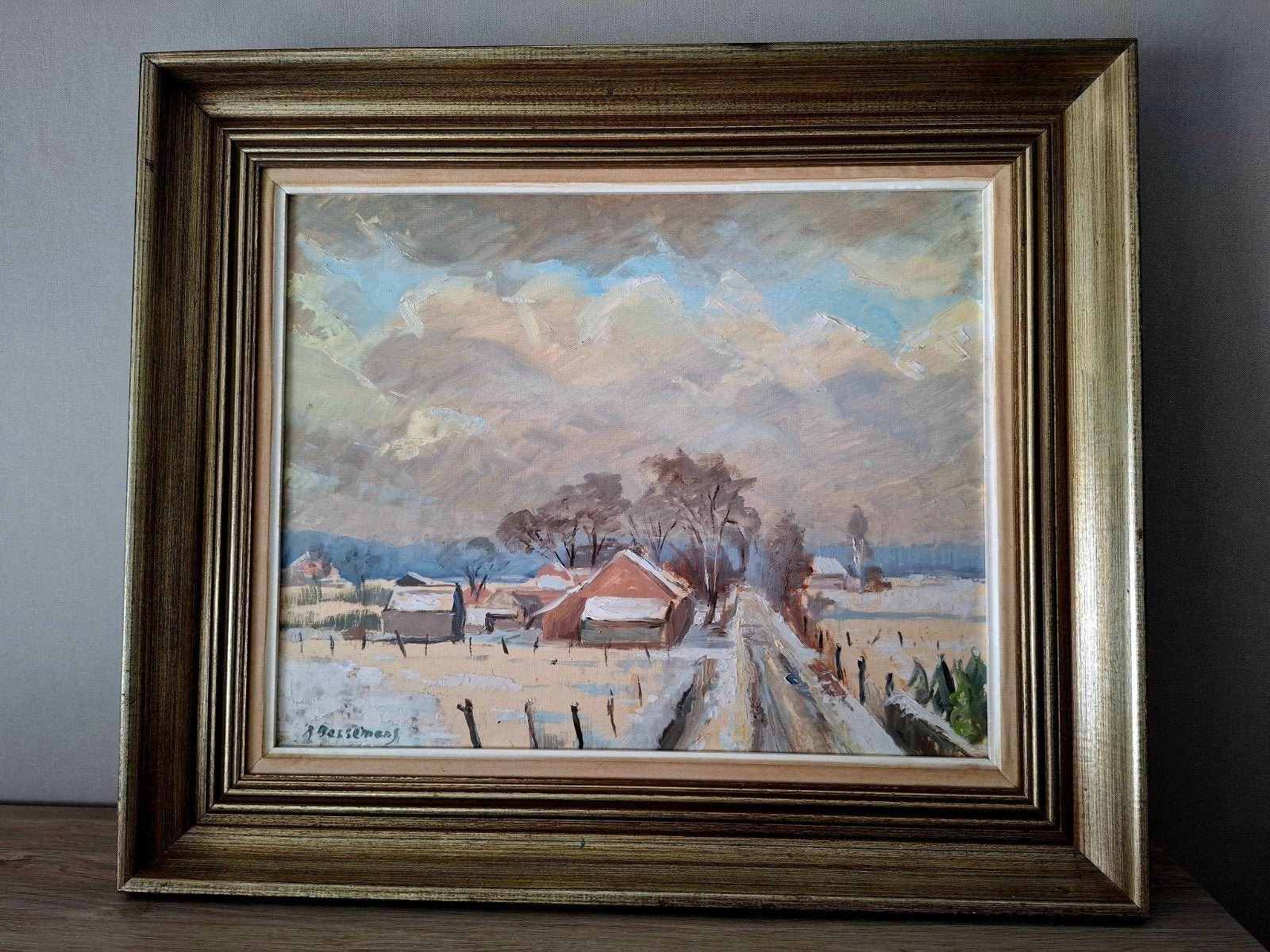 Neo-Impressionistisch Winterlandschap Roger Bessemans r, Enlèvement ou Envoi, Impressionniste, Signé