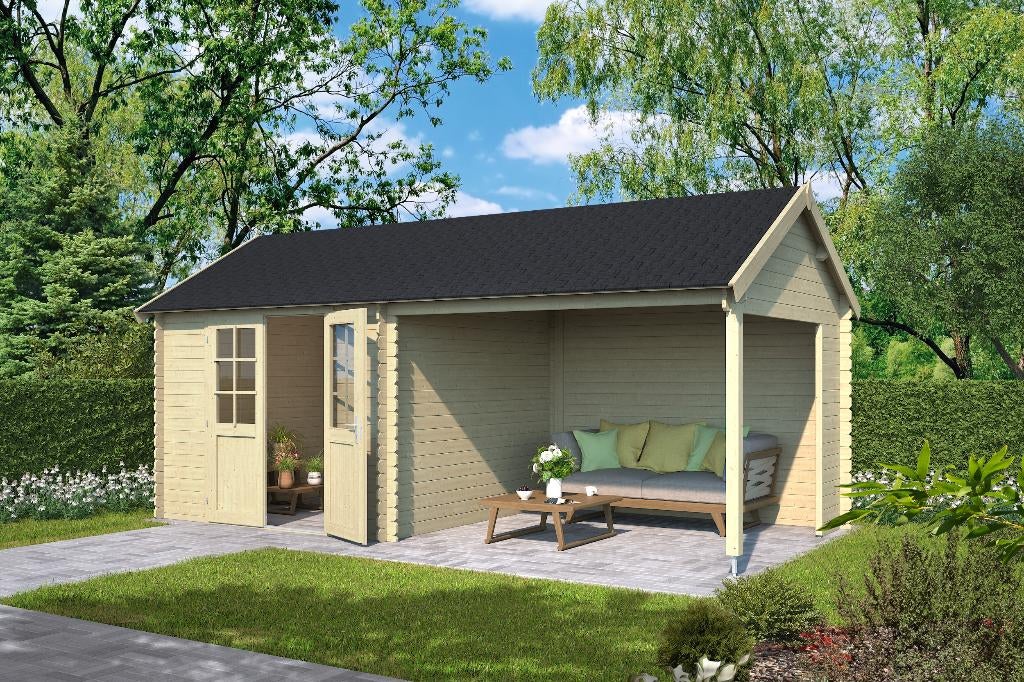 Cabane en rondins avec auvent Fraya 575x275 Épicéa non trai, Hobby & Loisirs créatifs, Hobby & Loisirs Autre, Neuf, Envoi