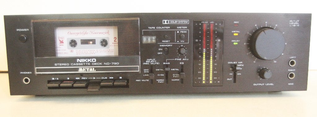 Nikko ND-790 Cassettedeck / Met Peak Level Indicator / Japan, Ophalen of Verzenden, Enkel, Tape counter