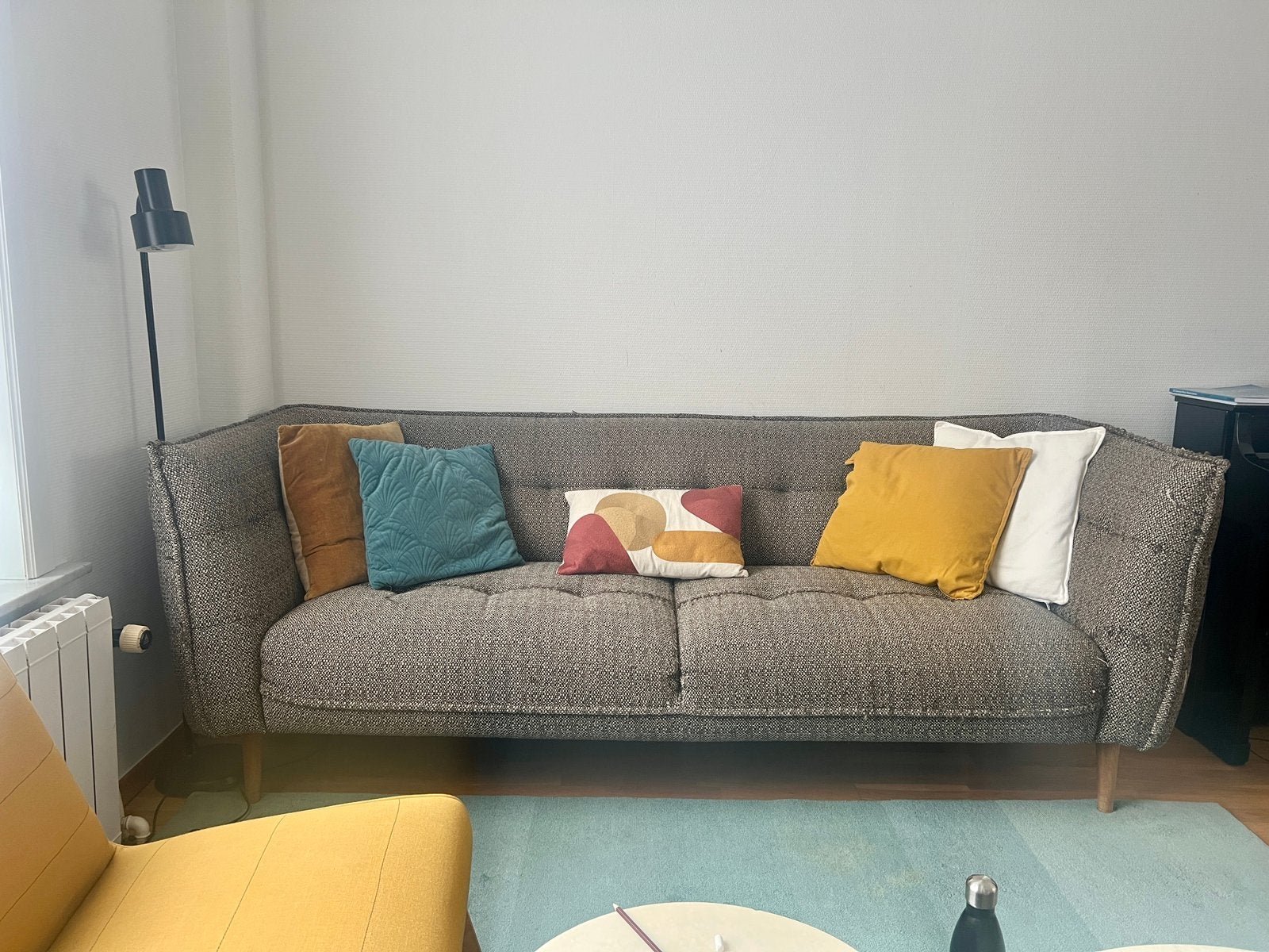 Canapé - fauteuil salon 3 places et pouf, Enlèvement, Utilisé
