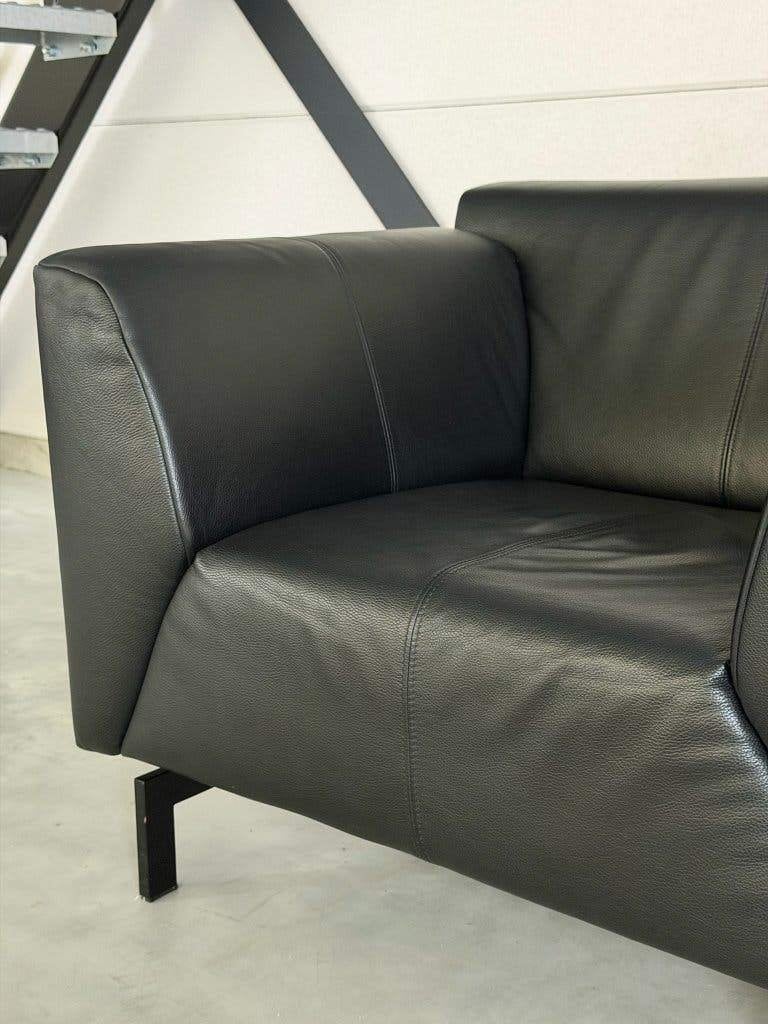 Rolf Benz Linea fauteuil - zwart leer, Ophalen, Leolux Montis Jori Pode Minotti, 75 tot 100 cm, Zo goed als nieuw