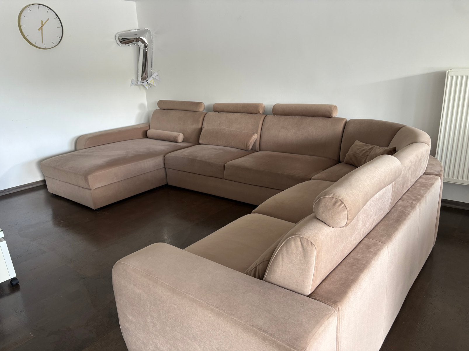 4M Velvet zandkleur zetel U vorm, Huis en Inrichting, Ophalen, Gebruikt, Overige materialen