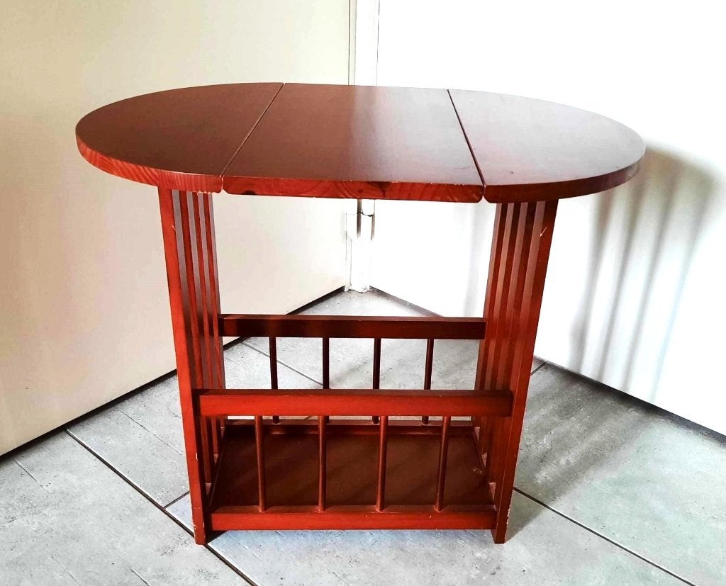 Prachtige mahoniehout bijzettafel/klaptafeltje, Enlèvement ou Envoi, Comme neuf, Bois, Ovale
