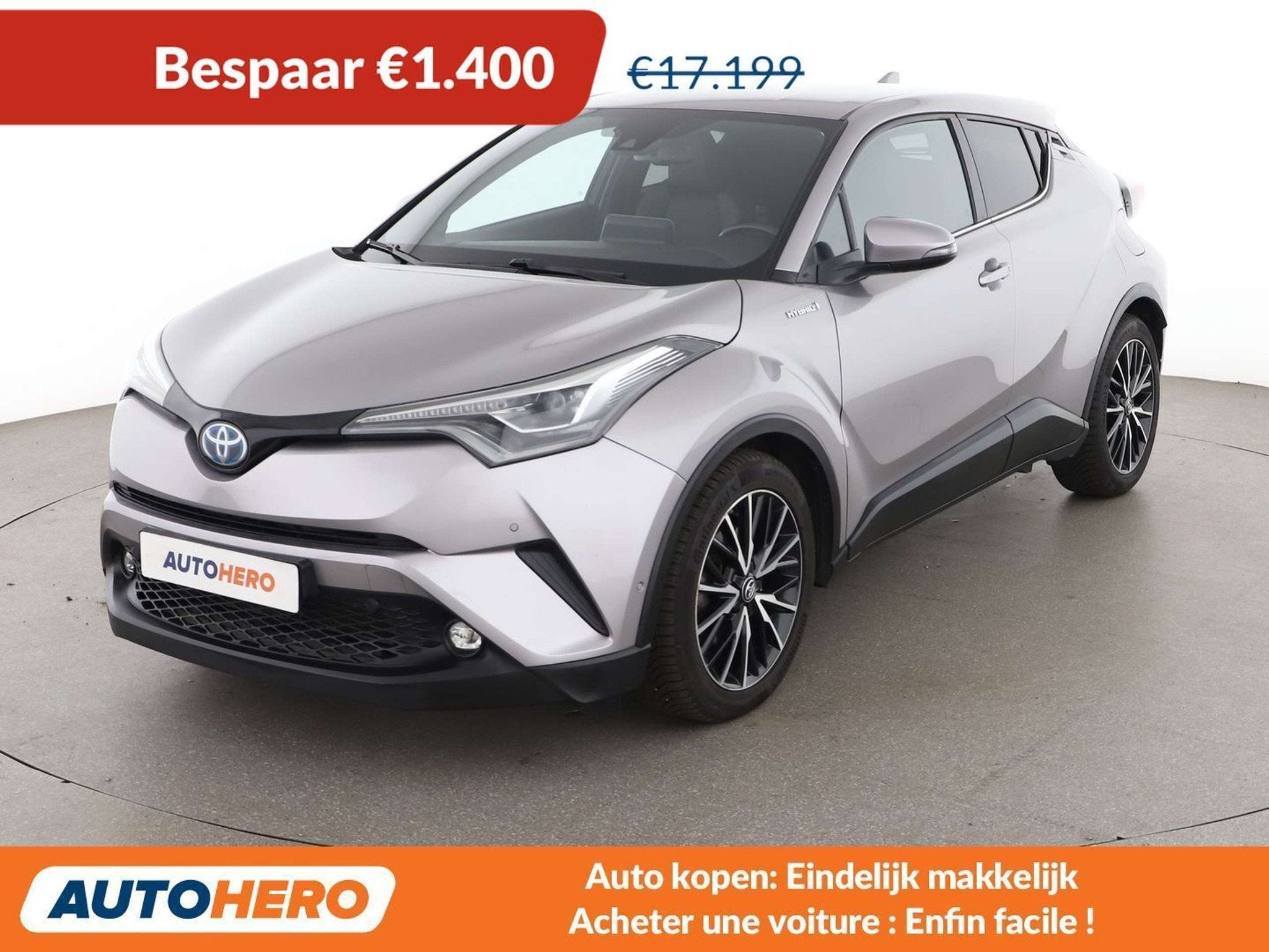 Toyota C-HR 1.8 Hybrid Lounge (bj 2017, automaat), Auto's, Gebruikt, Zwart, Elektrisch, 5 zetels