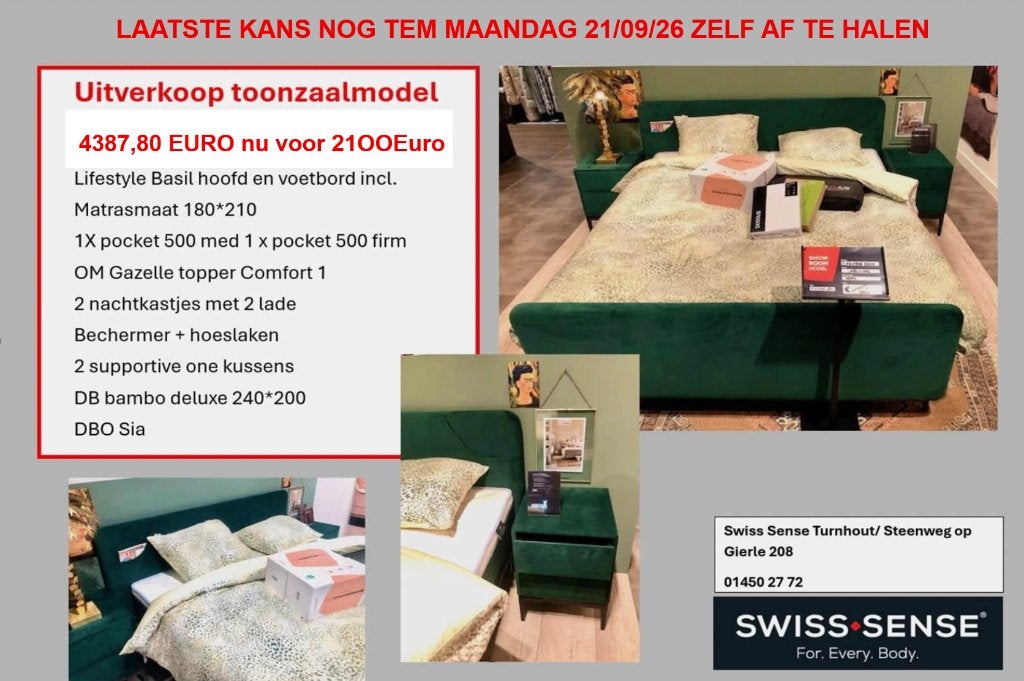Dernière chance pour le showroom Boxspring Basil 21/9, Enlèvement, Comme neuf, Deux personnes