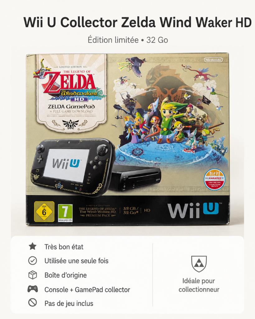Wii U Collector Zelda Wind Waker HD, édition limitée, Consoles de jeu & Jeux vidéo, Enlèvement ou Envoi, Neuf, Avec 1 manette