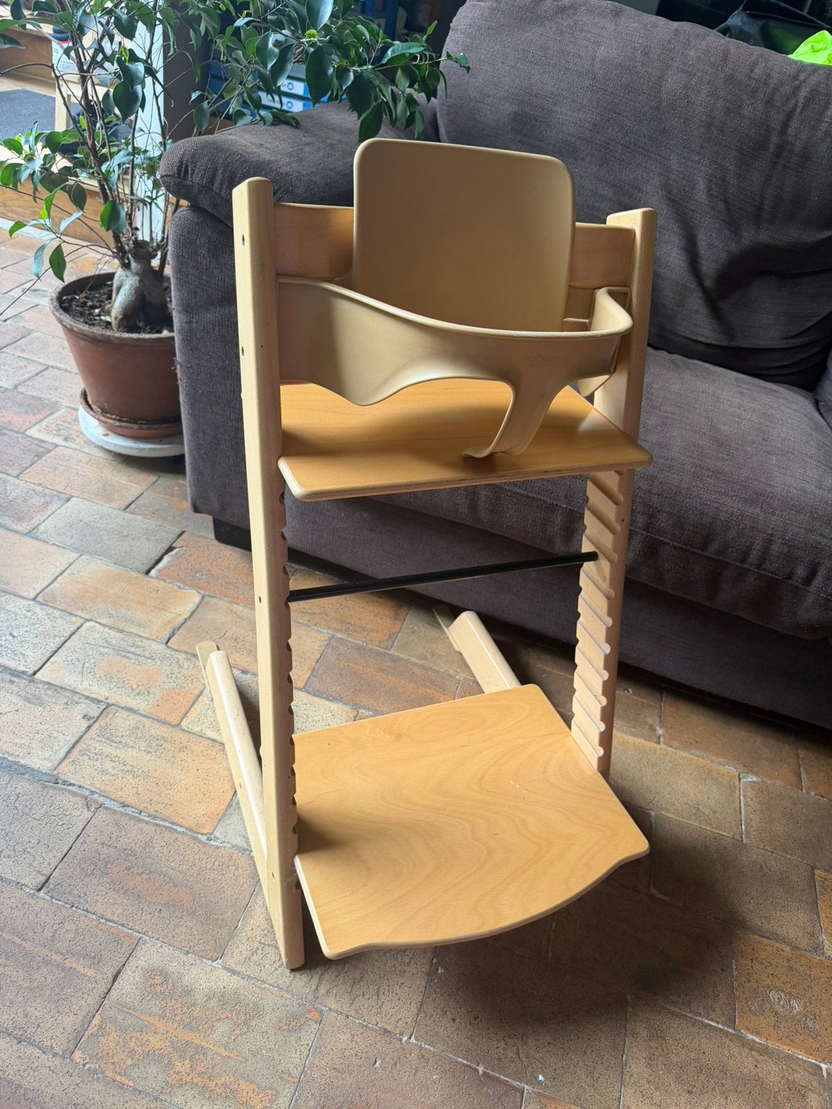 Stokke Tripp Trapp - bois naturel + baby set complet, Enlèvement, Utilisé, Chaise évolutive, Réducteur de chaise