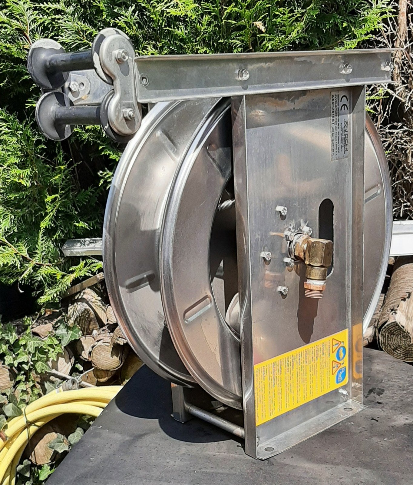 INOX hogedrukhaspel voor 15 m 3/8" slang ., Ophalen of Verzenden