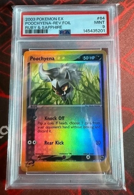 Poochyena #64 Reverse Holo | EX Ruby & Sapphire | PSA 9, Enlèvement ou Envoi, Neuf, Cartes en vrac, Foil