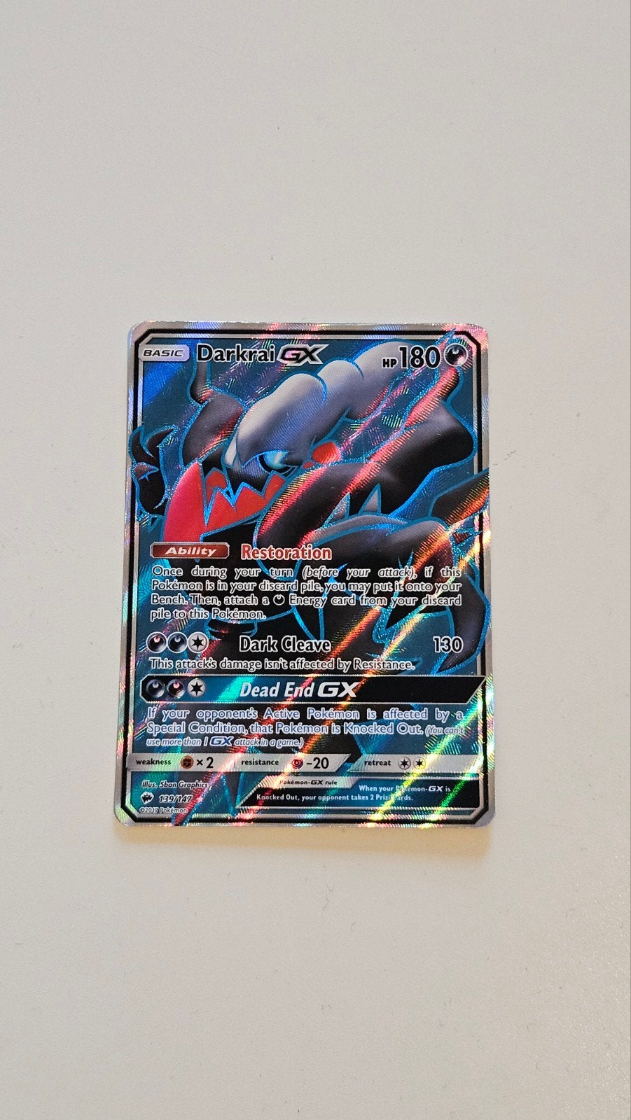 Darkrai GX full art 139/149, Ophalen of Verzenden, Zo goed als nieuw, Losse kaart, Foil