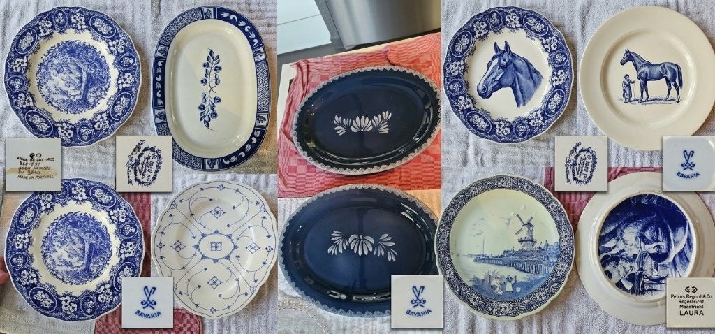 Lot antiek & vintage servies (Boch, Regout), Ophalen, Gebruikt, Vintage, Bord(en)