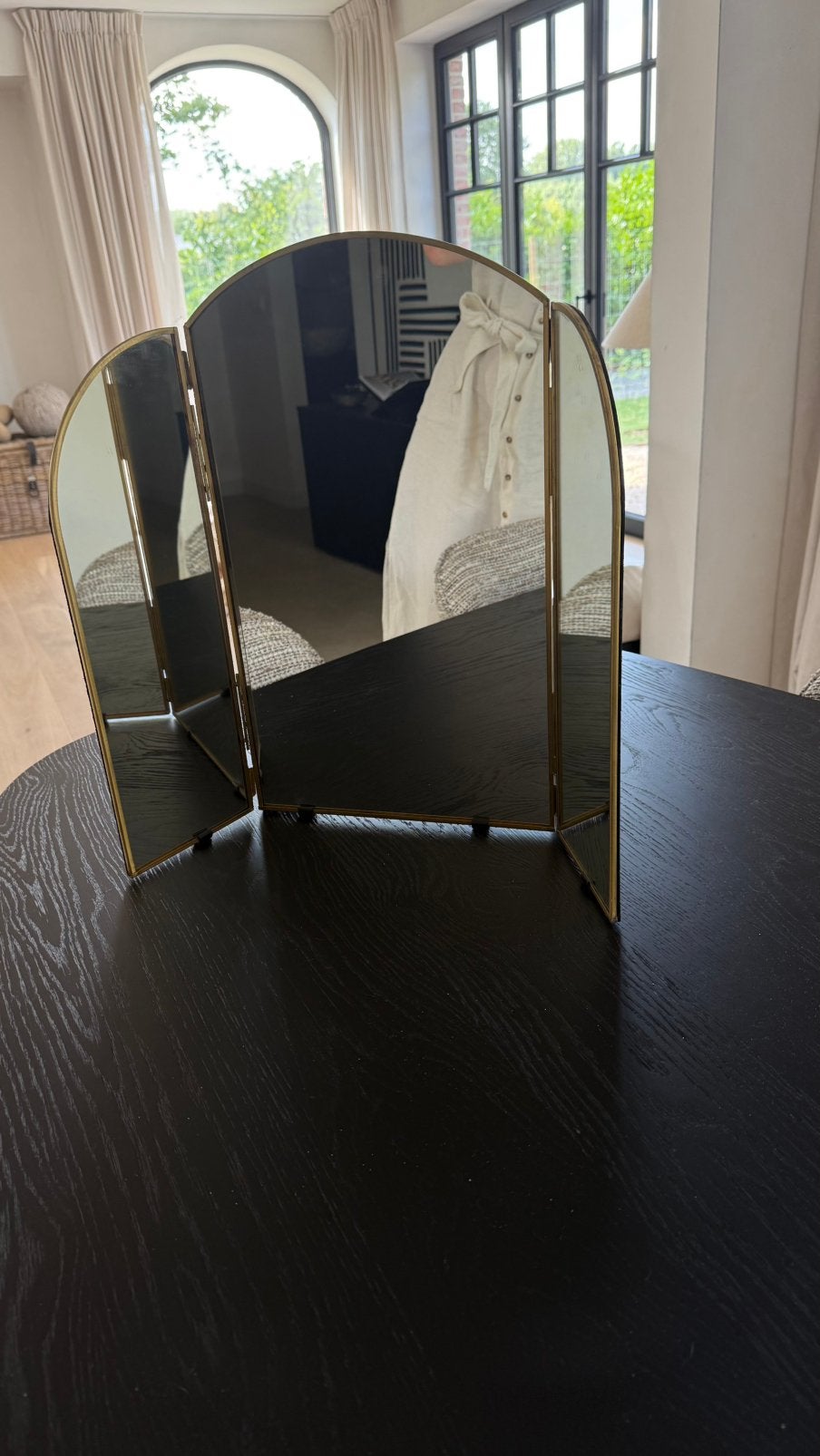 3 luik spiegel - princessenspiegel - goud, Caravans en Kamperen, Ophalen of Verzenden, Zo goed als nieuw
