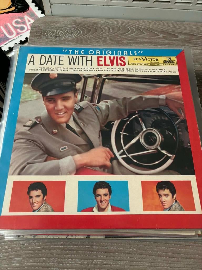 Elvis lp, a date with Elvis, Nederlandse persing, blue label, Gebruikt, Ophalen of Verzenden, Rock-'n-Roll, 12 inch