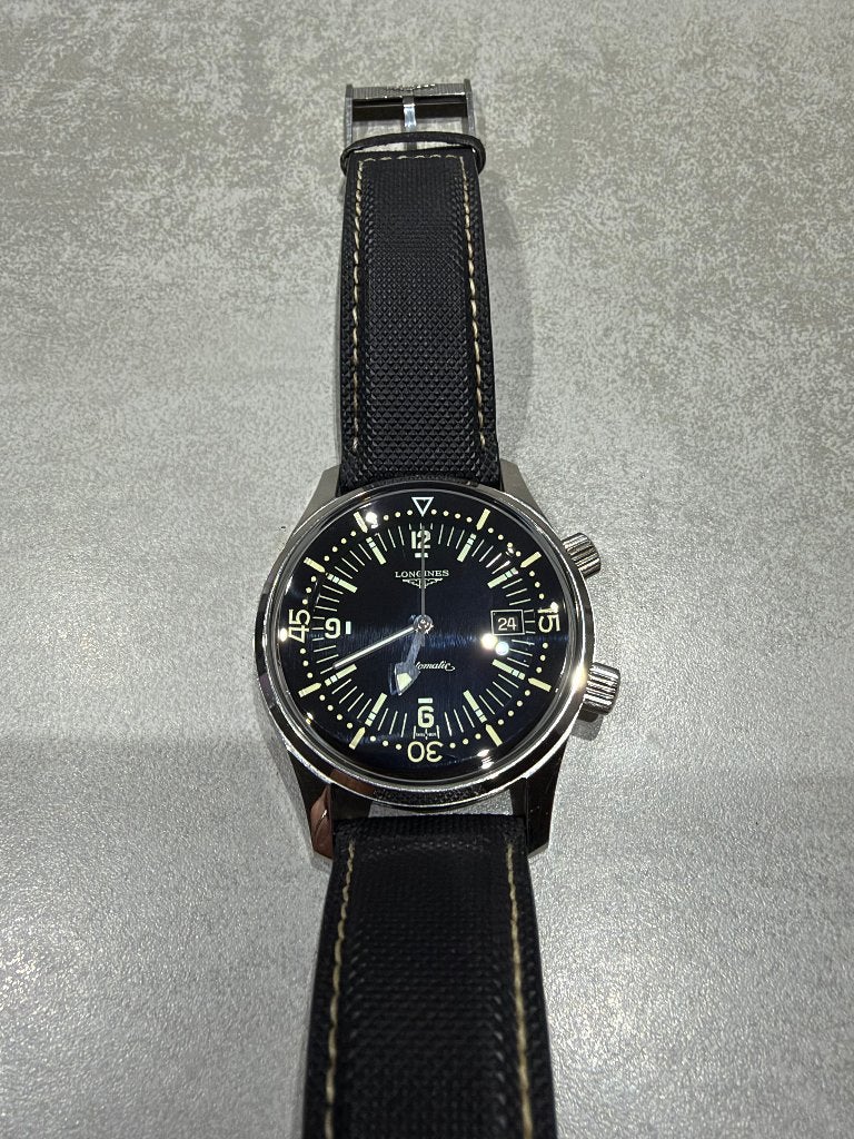 Longines Legend Diver L3.674.4, Handtassen en Accessoires, Overige merken, Leer, Staal, Polshorloge