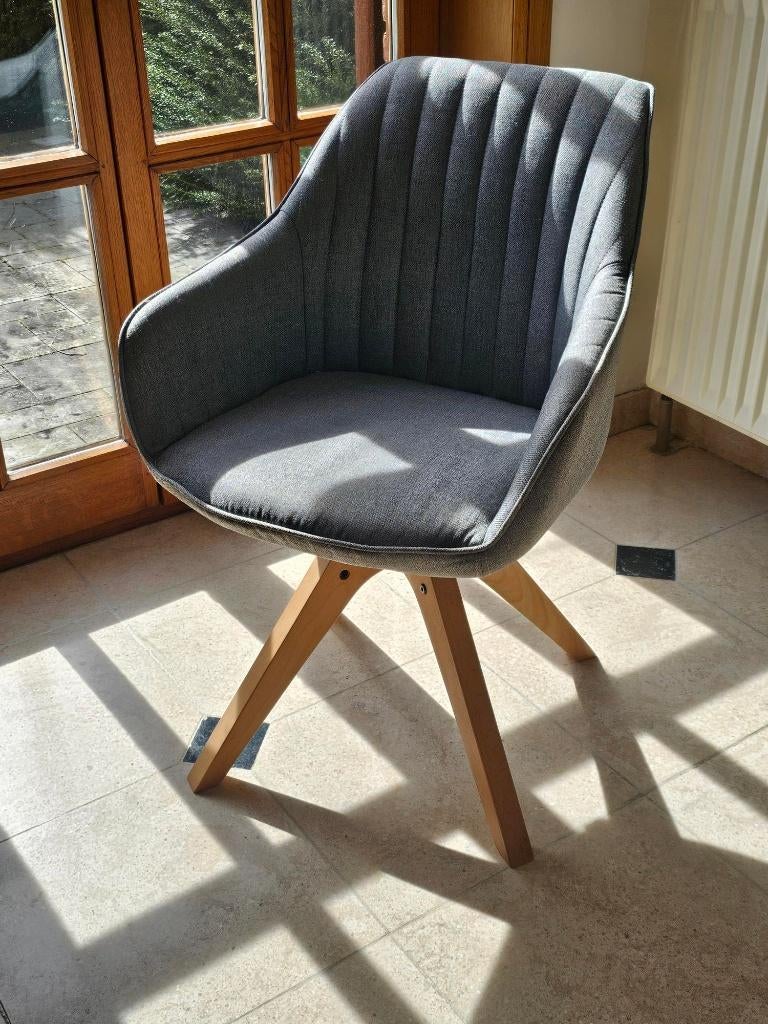 Chaise bois et tissu, Gris, Moderne scandinave, Comme neuf, Enlèvement