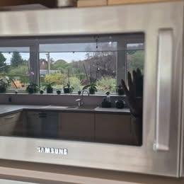Four à micro ondesd combi en inox Siemens, Ophalen, Gebruikt, Tussenbouw, Draaiplateau