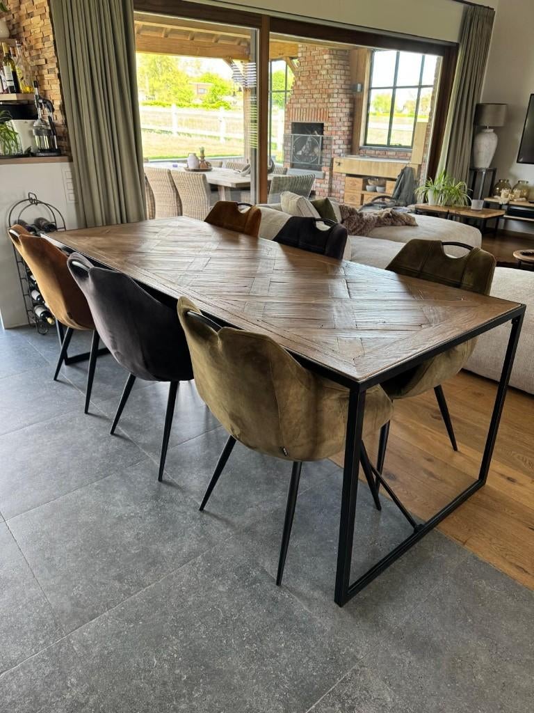 Landelijke eettafel L220 x B90 cm, Huis en Inrichting, Tafels | Eettafels, Ophalen, Eikenhout, 200 cm of meer, 50 tot 100 cm