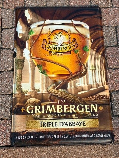 Grimbergen licht metalen plakkaat, Collections, Enlèvement, Utilisé, Panneau publicitaire