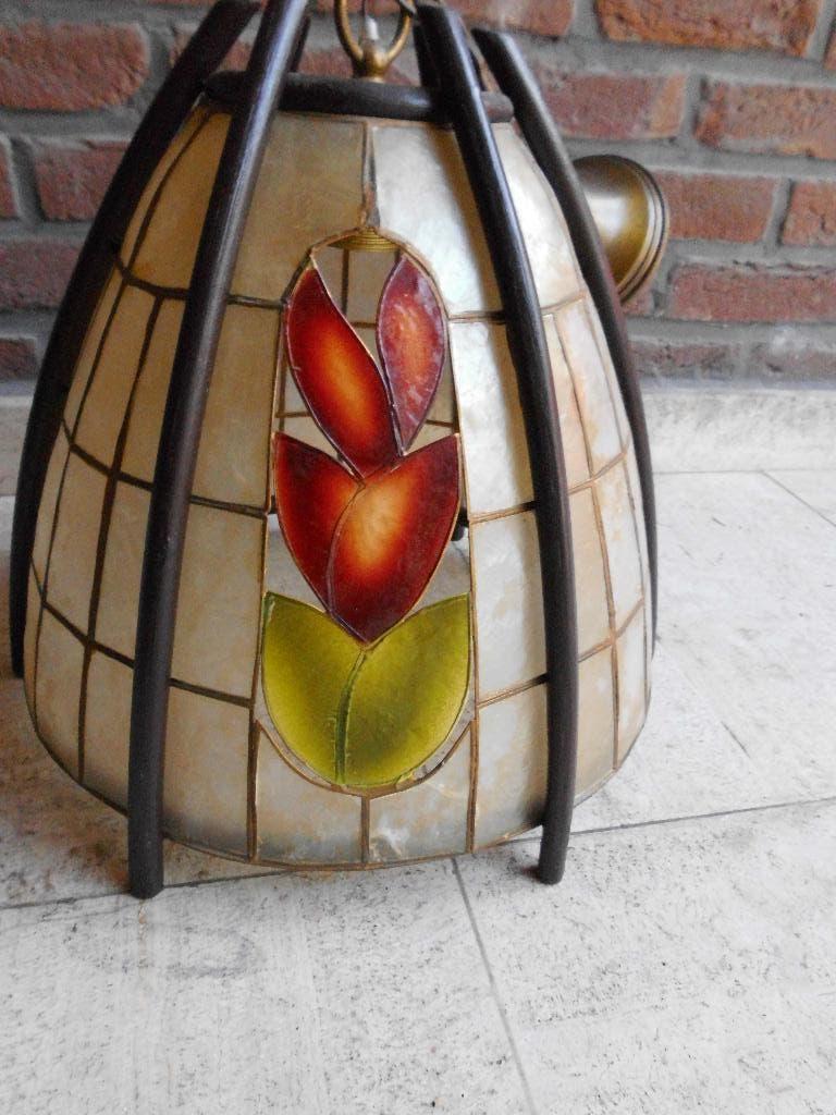 Vintage luchter met Cadiz schelpen, Ophalen, Gebruikt, Overige materialen