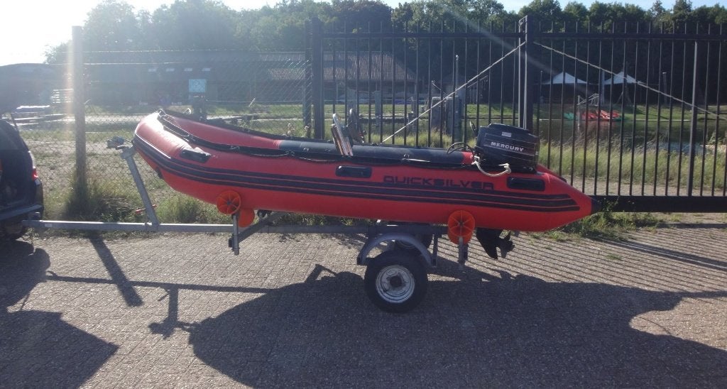 Quicksilver HD 380, Watersport en Boten, Rubberboten, Gebruikt, Quicksilver, Hout, Peddels, Pomp, Benzine, Buitenboordmotor, Ophalen
