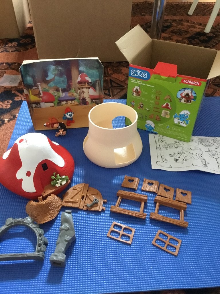 jouet maison schtroumf Schleich et collection de figurines, Enlèvement, Comme neuf, Complet, Minifiguren serie