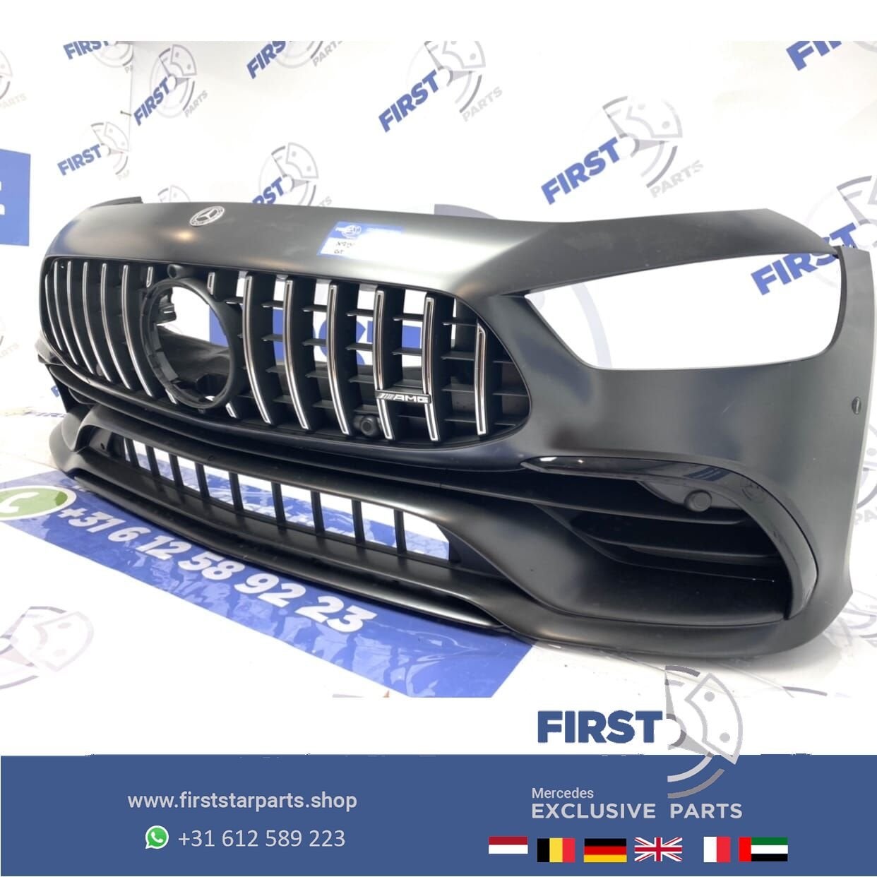 X290 AMG GT43 GT53 GT63 S VOORBUMPER MAT ZWART COMPLEET + PA, Gebruikt, -, Voor, Ophalen of Verzenden