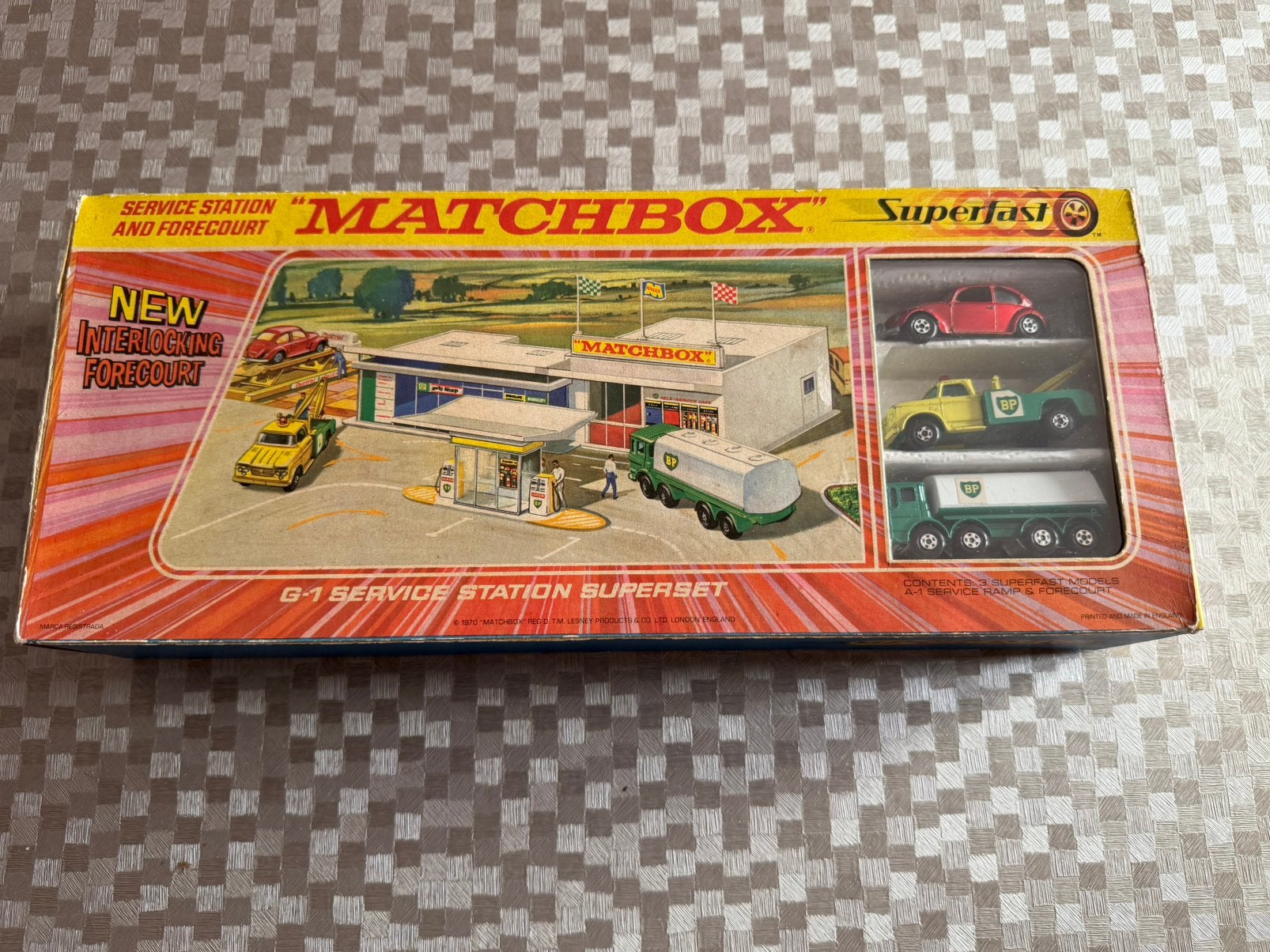 Matchbbox G-1 Service station superset SUPERFAST, Ophalen of Verzenden, Gebruikt, Auto, Matchbox