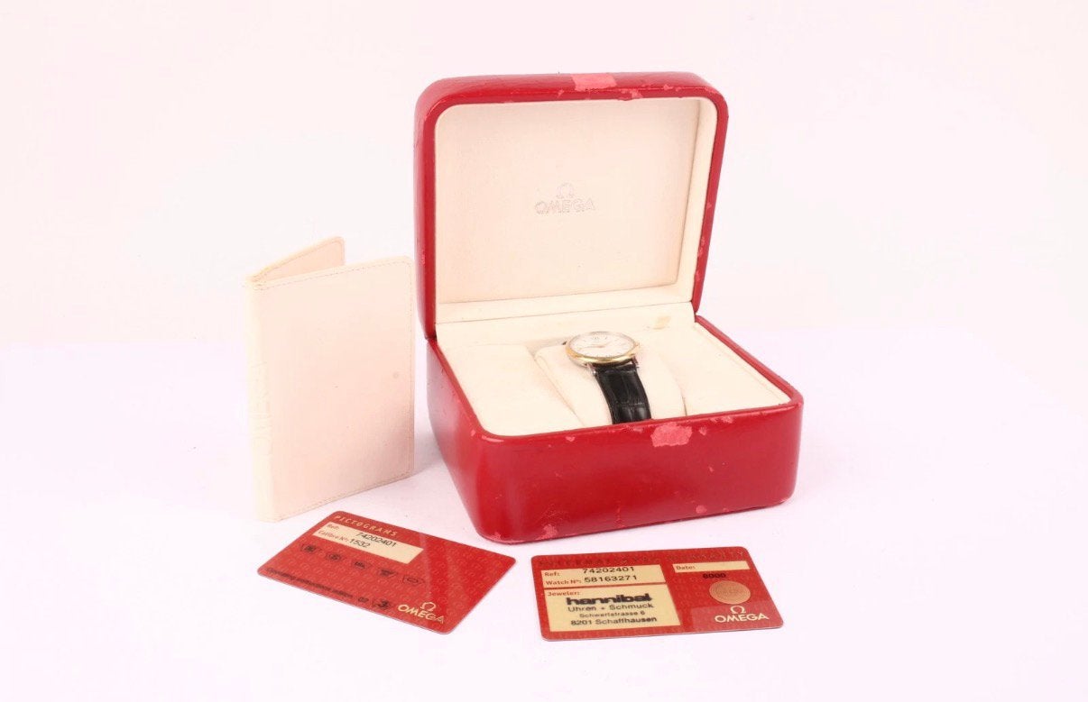 OMEGA DE VILLE PRESTIGE BICOLORE - FULL SET (BOÎTE + CARTES), Enlèvement ou Envoi, Utilisé