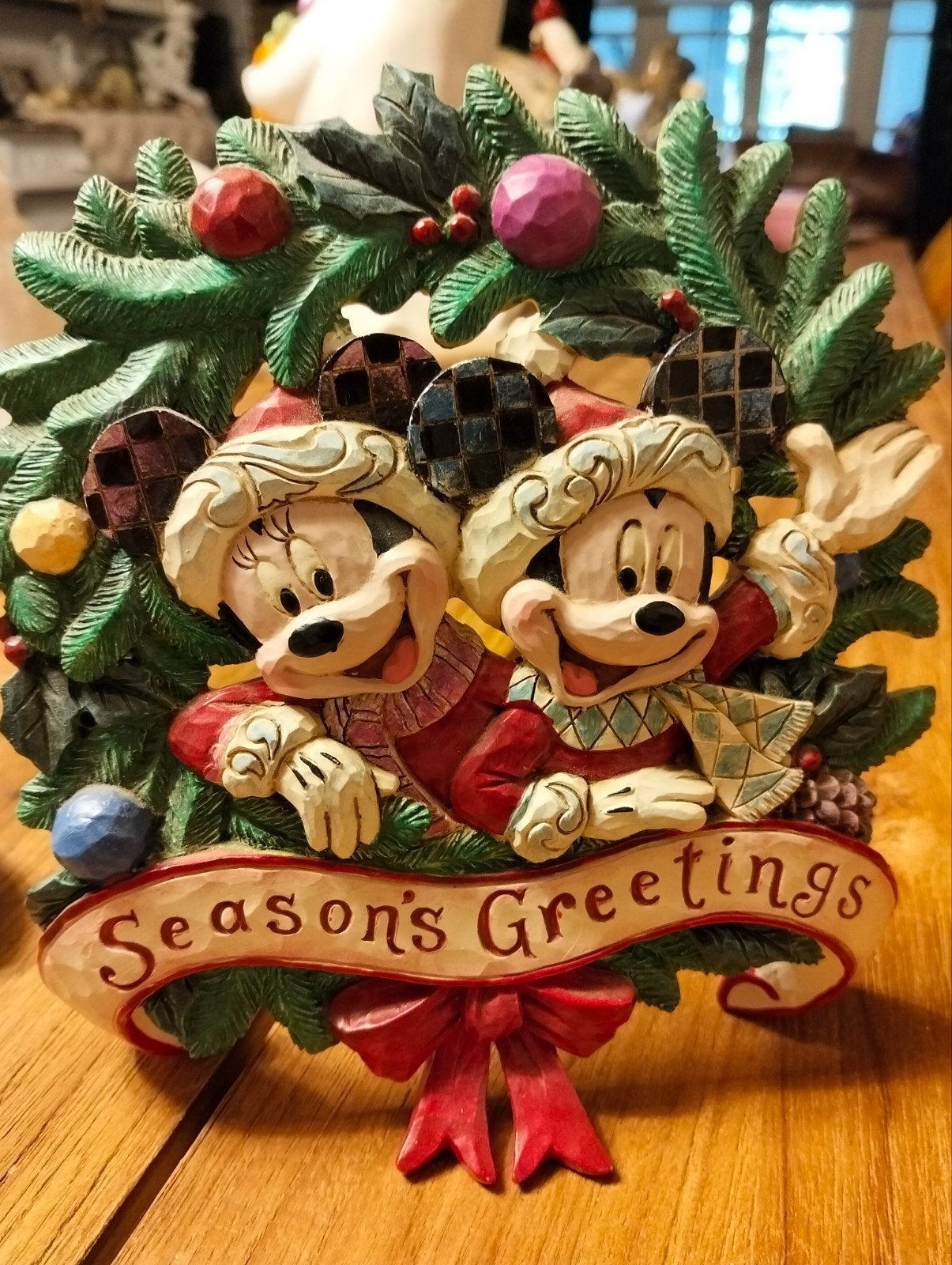 Disney traditions Jim shore/kerst staander Mickey en Minnie, Collections, Disney, Enlèvement ou Envoi, Mickey Mouse, Comme neuf