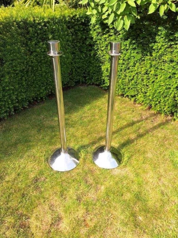 2 afzetpalen in roestvrije inox en koper combinatie, Ophalen, Gebruikt