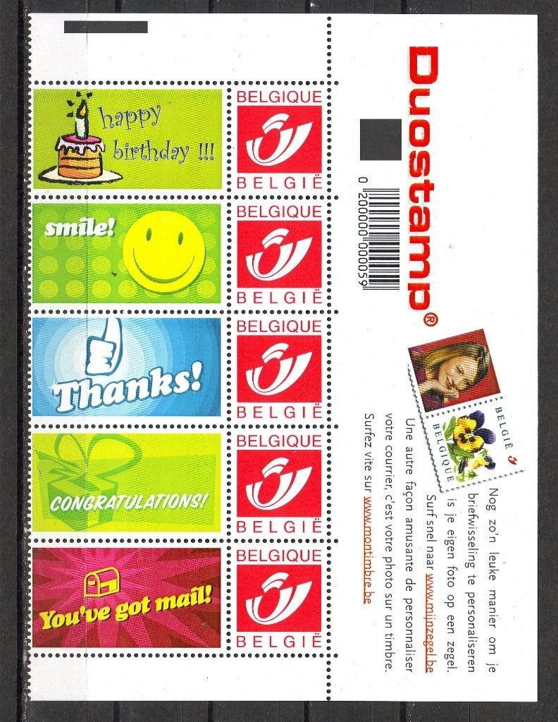 Postzegels België (38) : eerste 2 reeksen Duostamps, Postzegels en Munten, Postzegels | Europa | België, Ophalen of Verzenden