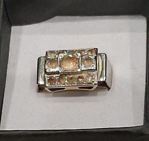 art-deco tank ring 18 KT., Gebruikt, B, Ophalen of Verzenden, Dame of Heer