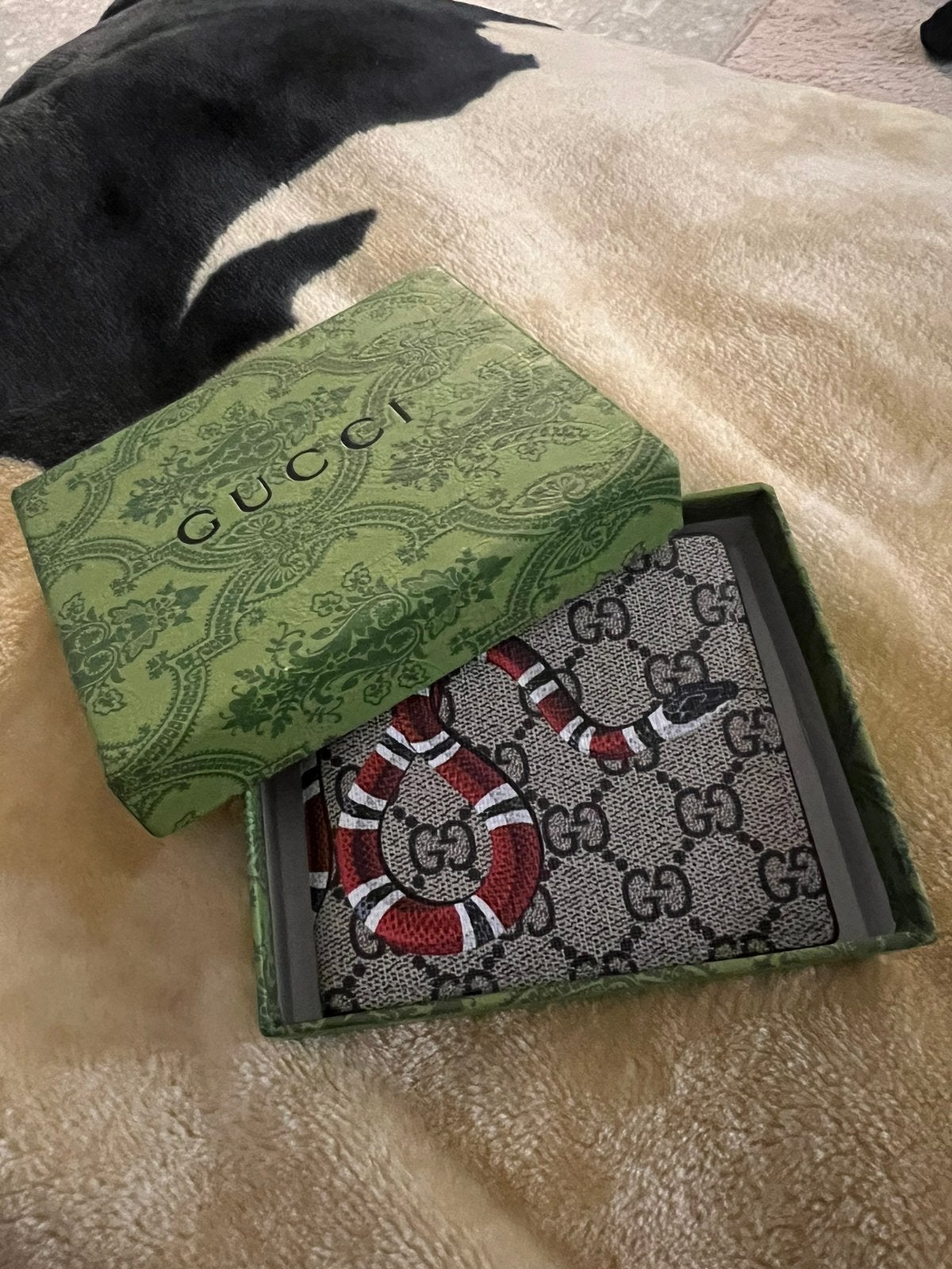 GUCCI GG Supreme Kingsnake portefeuille – Nieuw met originel, Bijoux, Sacs & Beauté, Enlèvement, Neuf, Beige