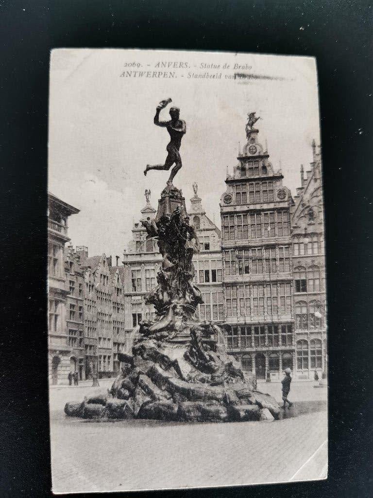 Anvers - Statue de Brabo - oblitération Foire Coloniale 1924, Collections, Enlèvement ou Envoi, 1920 à 1940, Affranchie, Anvers