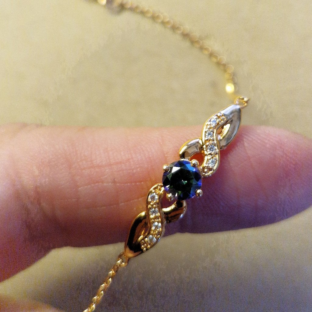 bracelet plaqué or pierre verte, Enlèvement ou Envoi, Comme neuf, Or, Or