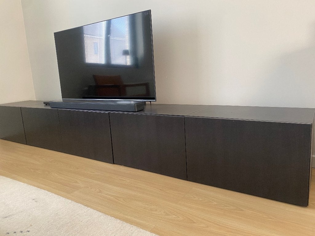 Tv meubel donker bruin zwart 300cm, Ophalen, Gebruikt, 200 cm of meer, Minder dan 100 cm