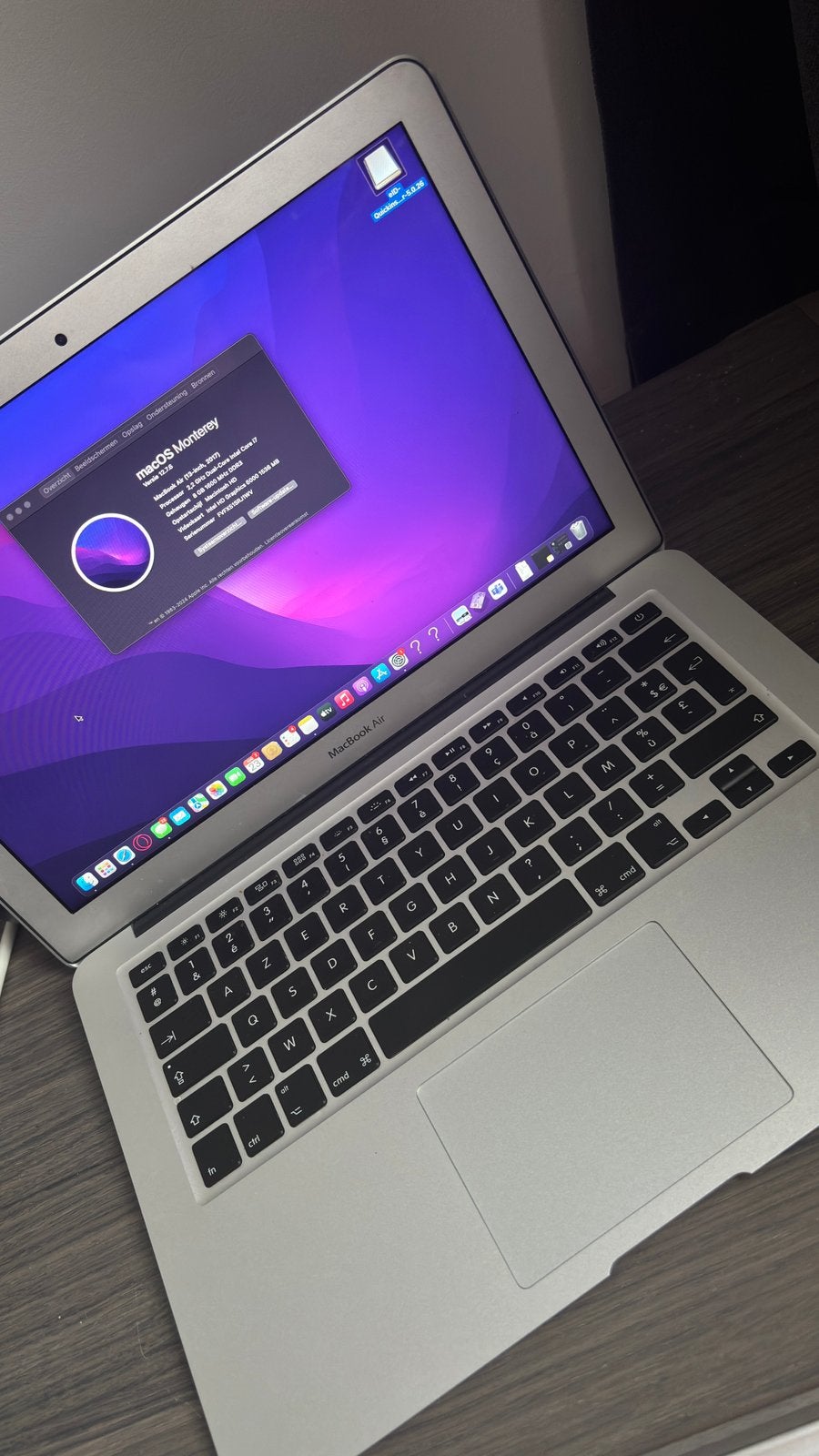 MacBook Air 13 inch 2017, Informatique & Logiciels, Comme neuf, 8 GB, 13 pouces, Enlèvement