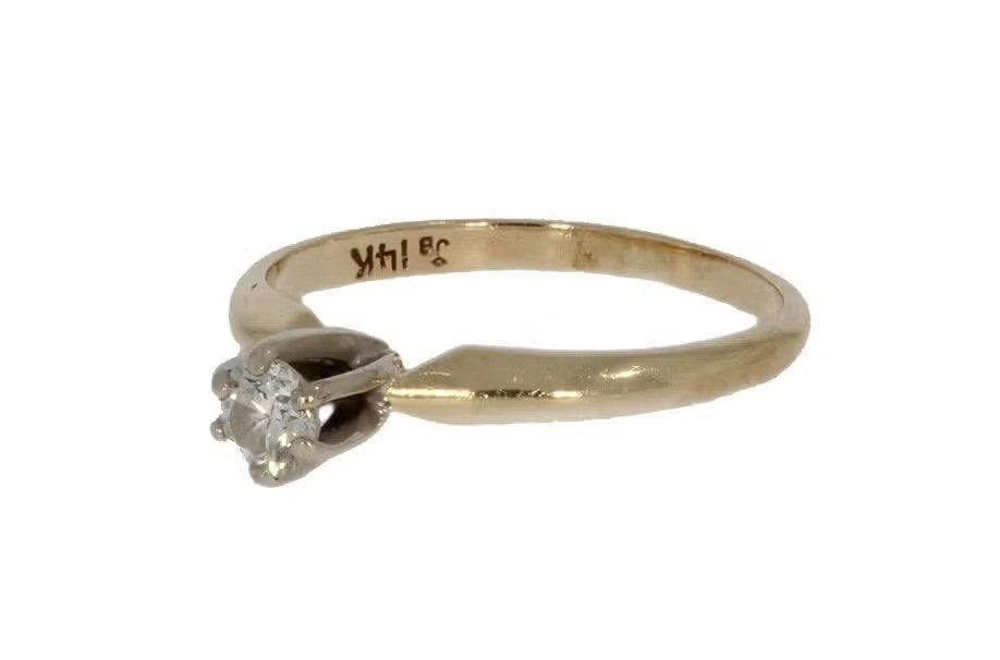 Diamant fraaie 14k gouden dames ring solitair briljant love, Enlèvement ou Envoi, Femme ou Homme, Or, Comme neuf