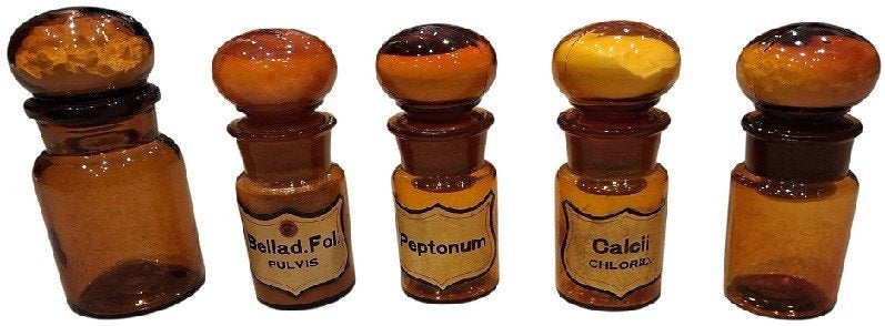lot de 5 anciens flacons de pharmacie., Antiquités & Art, Antiquités | Verre & Cristal, Enlèvement ou Envoi